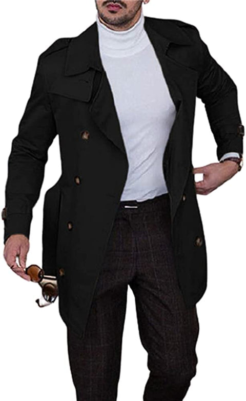 Men's  Slim-Fit Trench Coat with Belt