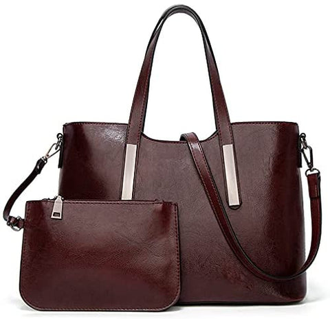 Meobvg Purses and Handbags for Womens PU Leather Top Handle Satchel Tote Shoulder Wallets Work Crossbody Bag Set 2pcs