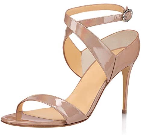 FSJ Women Open Toe Cross Buckle Ankle Straps Sandals Slingback Stiletto High Heel Pumps Casual Sexy Party Shoes Size 4-15 US