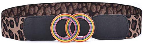 Beltox Women’s Elastic Stretch Wide Waist Belts w Double Rings Gold/Silver Buckle …