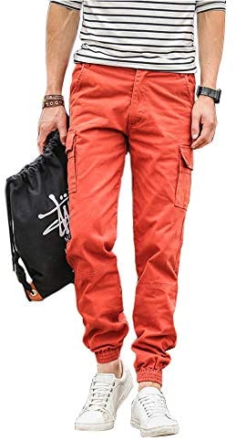 Men's Zip Button Closure Ankle Cuffed Leg Outdoor Jogger Pants