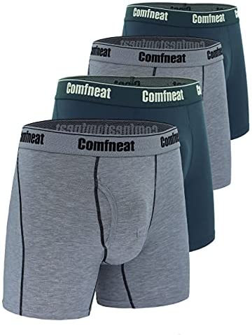 Men's 4-Pack Boxer Briefs Bamboo Rayon Ultra Soft Comfy Underwear with Fly