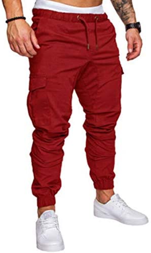 Men's Fashion Joggers Sports Trousers Casual Elastic Waist Cotton Cargo Pants