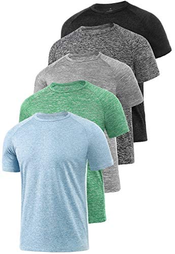 Xelky 4-5 Pack Men's Dry Fit T Shirt Moisture Wicking Athletic Tees Exercise Fitness Activewear Short Sleeves Gym Workout Top