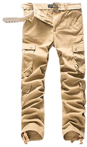 Men's Twill Cotton Wild Cargo Pants Casual Regular Fit Work Combat Trousers