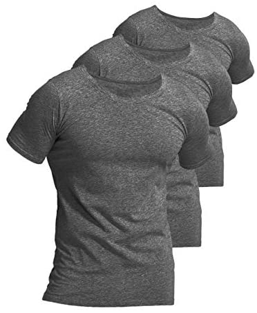 Men's 3-Pack Undershirts Cotton Spandex Stretchy Comfy Crew Neck T-Shirts