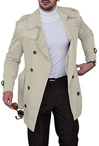 Men's  Slim-Fit Trench Coat with Belt