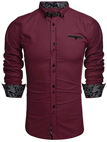 Men's Dress Shirt Long Sleeve Casual Button Down Shirts