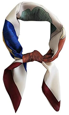 FONYVE Silk Feeling Scarf Medium Square Satin Head Scarf for Women 27.5 × 27.5 inches