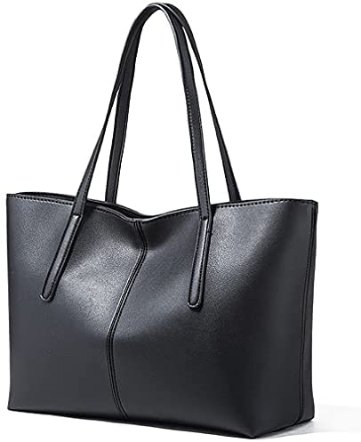 Meobvg Tote Handbags for Women Large PU Leather Bucket Purses Soft Waterproof Shoulder with Zippers Work Daily Bag