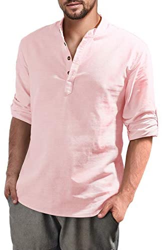 Mens Long Sleeve Henley Shirt