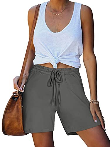 Women's Workout Shorts 5" Hiking Shorts with Zip Pockets Gym Running Athletic Shorts