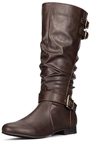 mysoft Women's Knee High Boots Flat Warm Winter Boots with Side Zipper