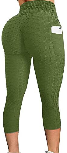 Karlywindow Women's Butt Lifting Legging High Waist Yoga Pants Capri Tummy Control Scrunch Booty Legging Tights