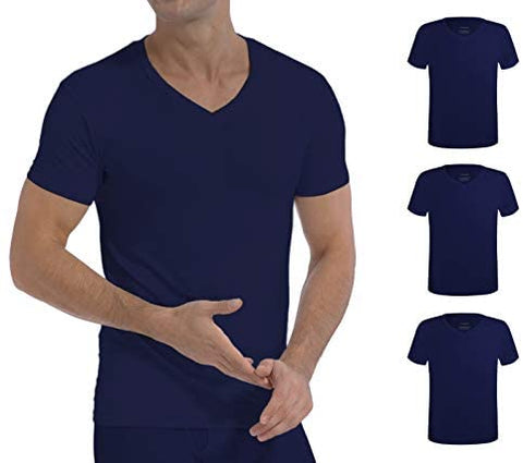 Men's 3-Pack Undershirts Bamboo Rayon Ultra Soft Comfy V-Neck T-Shirts