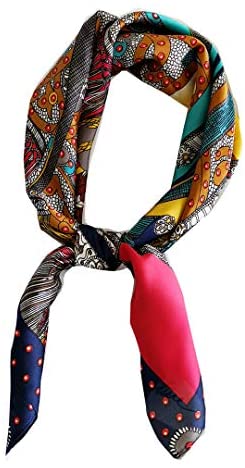 FONYVE Silk Feeling Scarf Medium Square Satin Head Scarf for Women 27.5 × 27.5 inches
