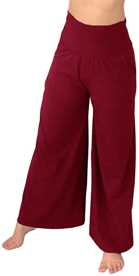 Women's High Waist Wide Leg Yoga Pants Comfy Loose Fit Workout Running Lounge Pants with Pockets