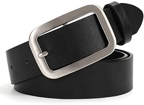 Women Leather Belts for Jeans Pants Fashion Ladies Dress Belt with Solid Pin Buckle