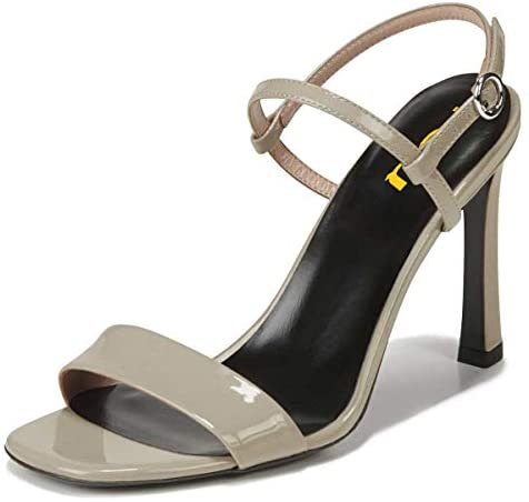 FSJ Women Trendy Square Open Toe Thick High Heel Slingback Ankle Strap Sandals Sexy Double Straps Slip on Pumps Dressy Adjustable Buckled Party Prom Wedding Shoes Size 4-15 US