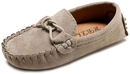 QZHIHE Toddler Loafers Little Kid Girl's Boy's Suede Slip-on Loafers Casual Flat Shoes Boat Dress Shoes