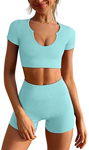 Women's  High Waist Sports Shorts Sets