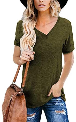 Women's Short Sleeve Shirts V Neck Summer Casual T Shirts Tops