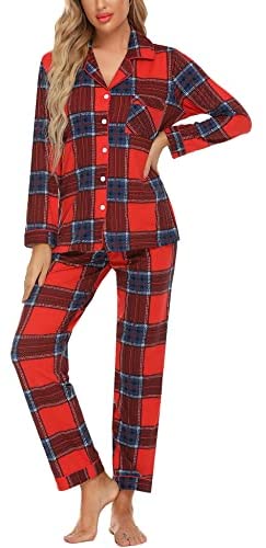 Pajamas Women's Long Sleeve Sleepwear Button Down Pj Sets Soft Loungewear Pajama Set for Women S-XXL