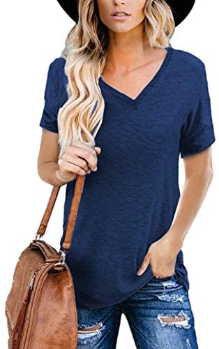 Women's Short Sleeve Shirts V Neck Summer Casual T Shirts Tops