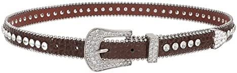 Women Skinny Rhinestone Belt For Jeans Thin Leather Waist Belts With Boho Jewelry Buckle