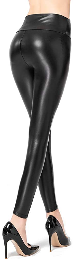 Ginasy Faux Leather Leggings for Women High Waisted Stretch Leather Pants