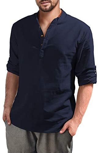 Mens Long Sleeve Henley Shirt