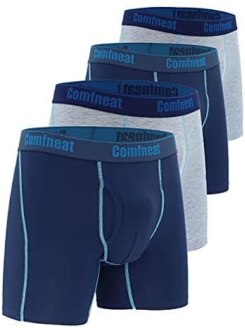 Men's 4-Pack Boxer Briefs Bamboo Rayon Ultra Soft Comfy Underwear with Fly