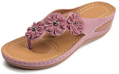 Casual Wedge Sandals for Women Comfortable Flower Clip Toe Summer Beach Sandals Fashion Ladies Bohemia Platform Dress Shoes
