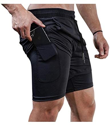 Men's 2 in 1 Active Short Elasticity Lightweight Quick Dry Jogger Shorts