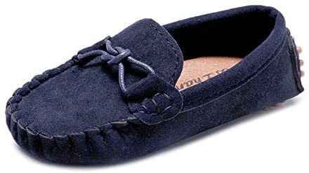 QZHIHE Toddler Loafers Little Kid Girl's Boy's Suede Slip-on Loafers Casual Flat Shoes Boat Dress Shoes
