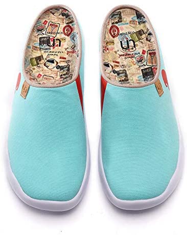 UIN Women's Men's Flats Slippers Fashion Canvas Comfort Wide Toe Casual Household Slip On Summer Travel Shoes Unisex Red