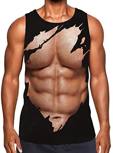 KYKU Men's Funny 3D Print Tank Top Cool Graphic Gym Workout Sleeveless Graphic T-Shirts