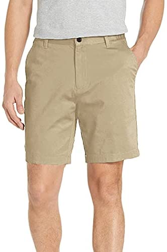 Men Casual Flat Front Shorts Straight Fit Stretch Chino Shorts