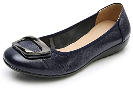 VenusCelia Women's Buckle Dance Flat Shoe