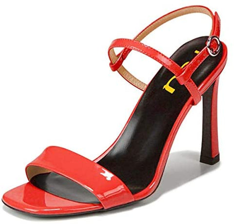 FSJ Women Trendy Square Open Toe Thick High Heel Slingback Ankle Strap Sandals Sexy Double Straps Slip on Pumps Dressy Adjustable Buckled Party Prom Wedding Shoes Size 4-15 US