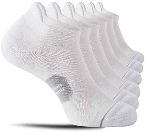 CelerSport 6 Pack Men's Running Ankle Socks with Cushion, Low Cut Athletic Tab Socks