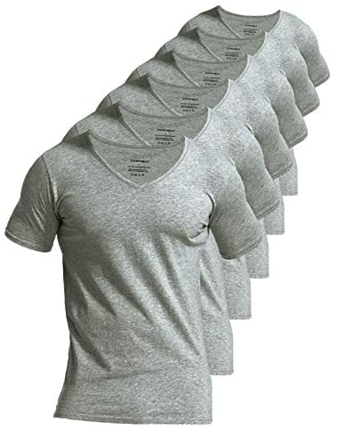 Men's 6-Pack Slim Fit Undershirts 100% Cotton Comfy V-Neck T-Shirts