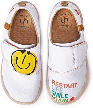 UIN Smiley Slip On Fashion Sneakers Cute Casual Fancy Art Painted Comfort Soft Shoes