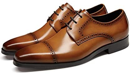 GIFENNSE Men's Dress Shoes Classic Calfskin Leather Wedding Oxford Formal Shoes