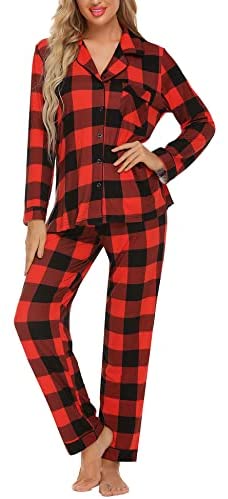 Pajamas Women's Long Sleeve Sleepwear Button Down Pj Sets Soft Loungewear Pajama Set for Women S-XXL