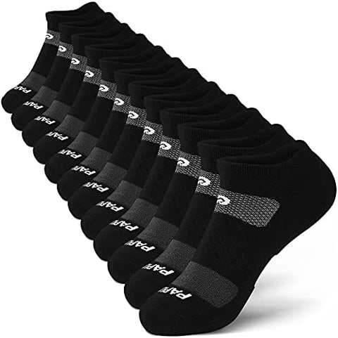 PAPLUS No Show Running Socks for Men (6 Pairs), Cushioned Athletic Ankle Socks with Arch Support
