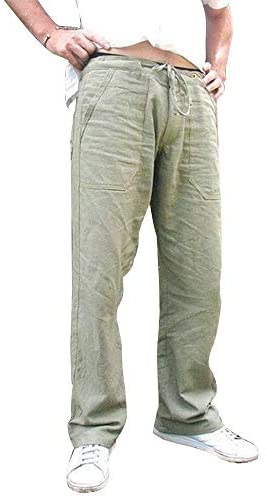Men's Linen Casual Drawstrintg Elastic Waist Pants