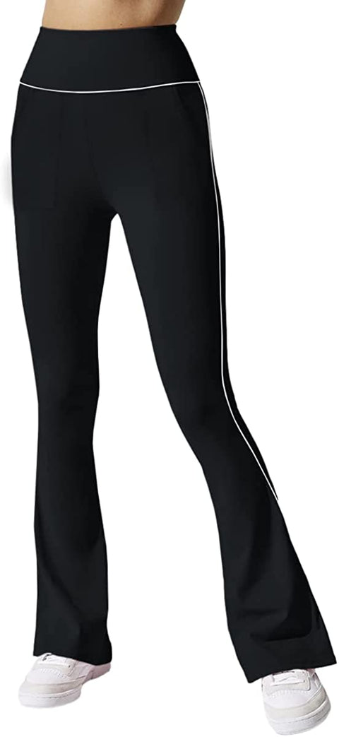 Women's High Waisted Flare Yoga Long Pants Bootcut Workout Stretchy Tummy Control Leggings with Pockets