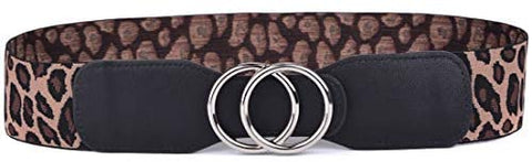 Beltox Women’s Elastic Stretch Wide Waist Belts w Double Rings Gold/Silver Buckle …
