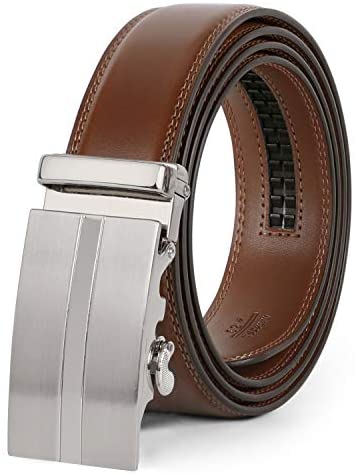 Men's Sliding Dress Belt Fashion Brown Leather Belt For Jean Rathet Leather Belts for Men